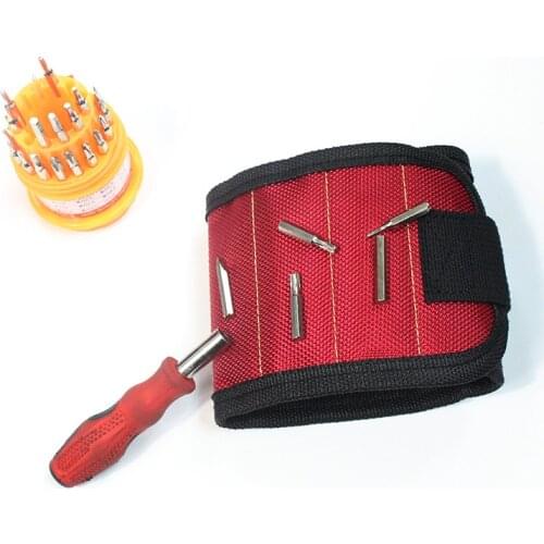 Magnetic Wristband Portable Tool Bag Magnet Electrician Wrist Tool Belt Screws Nails Drill Bits Bracelet For Repair Tool
