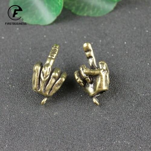 Copper Hand with Erect Middle Finger Up Statue Punk Style Vintage Brass Hand Miniature Ornaments Home Office Desk Decoration Toy