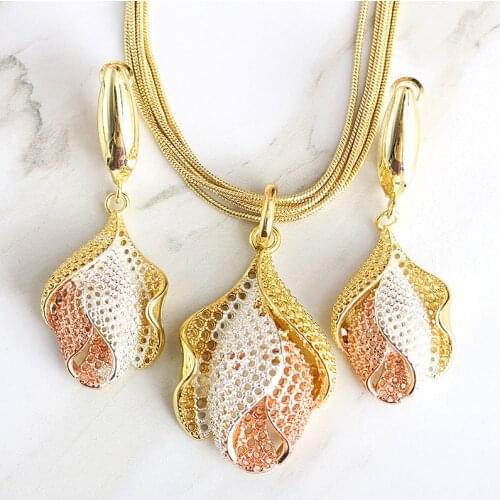 Fashion Jewelry Bohemia Jewelry Sets For Women Earrings Necklace Pendant Flower Jewelry For Engagement fashion Jewelry Findings