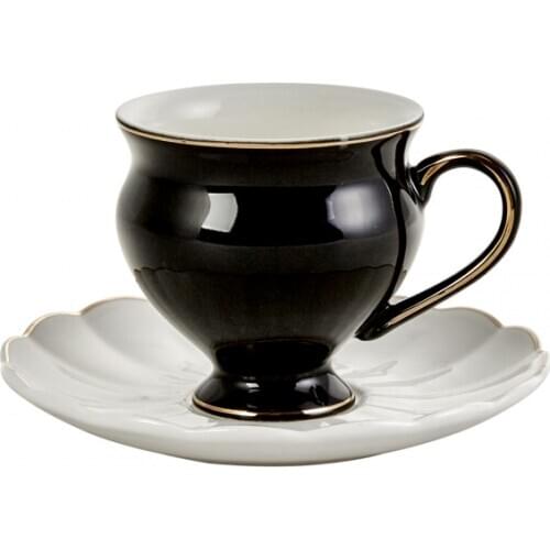 Karaca Black Swan Porcelain Turkish Coffee Cup Boxed Set with 6 Cups and 6 Saucers Tea Coffeeware Glass Drinkware Specialized