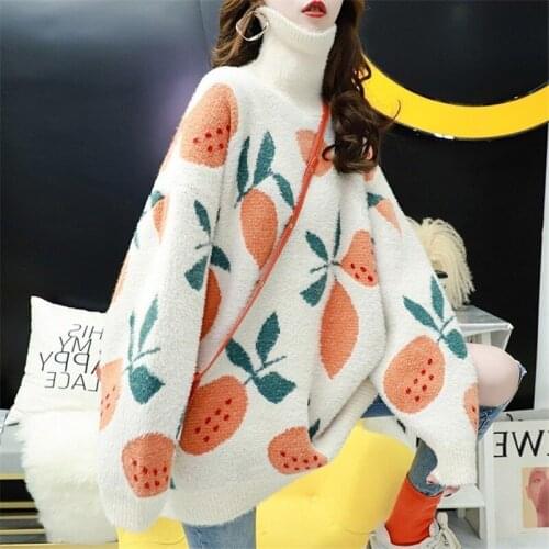 New High Collar Imitation Mink Velvet Loose Thick Lazy Style Sweater Pullover Womens Hot Winter Korean Style Jacket Sweaters