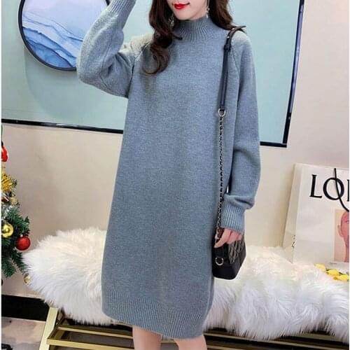 Autumn Winter Fashion Women Sweaters Pullovers Oversized Half Turtleneck Long-Sleeve Solid Color Ladies Knitwear Clothes B012