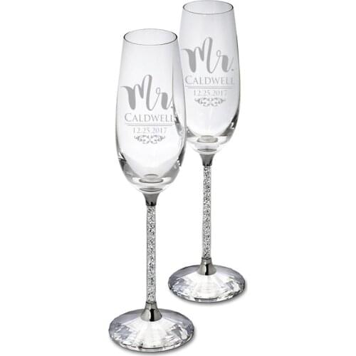 Personalized Wedding Glasses with Gift Box Champagne Flutes Crystalline Party Drinking Glass Engrave Copas De Cristal RR2119