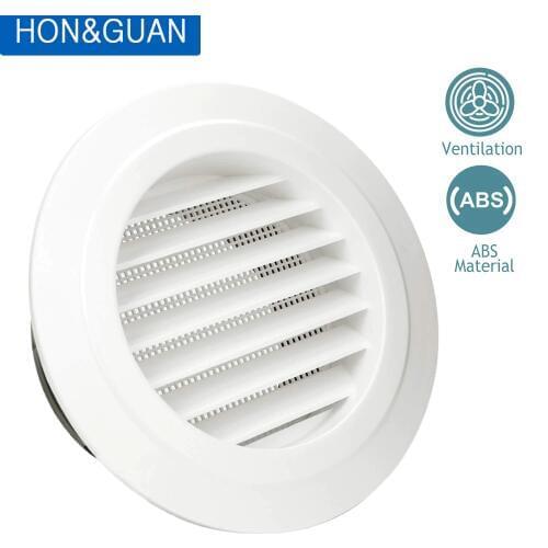 Plastic Round Louver Grille Outlet Air Vent White Grill Cover with Insect Fly Screen Mesh for Bathroom Exhaust Ventilation