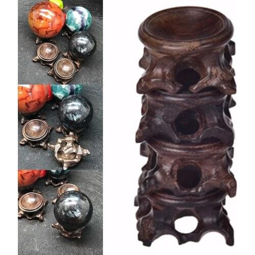 Black Wood Display Stand Base For Crystal Ball Sphere Globe Stone Decorations Round Rack Shelf