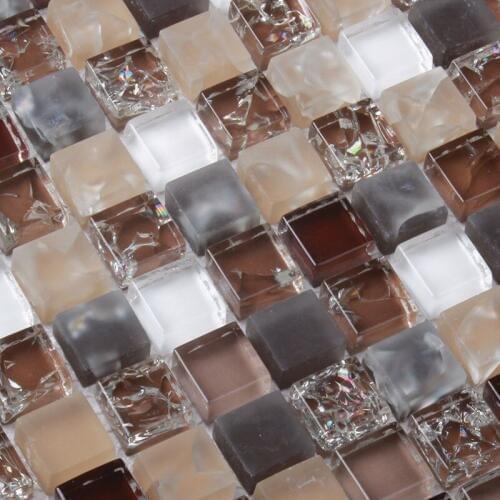 Crystal glass brown grey white mosaic tile MD-BW001 decoration Kitchen backsplash wall floor tile