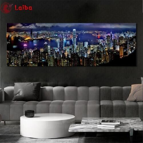 DIY round square diamond embroidery Natural scenery, city night view pattern cross stitch kits 5d diamond painting rhinestone