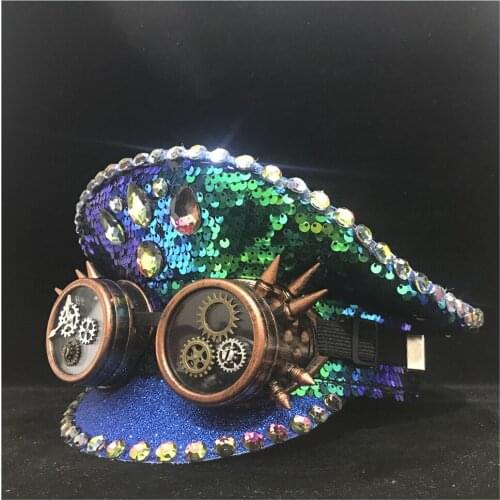 New Men Women Green Police Hat With Gear Classes Performance Military Hat Captain Hat Adult Hat