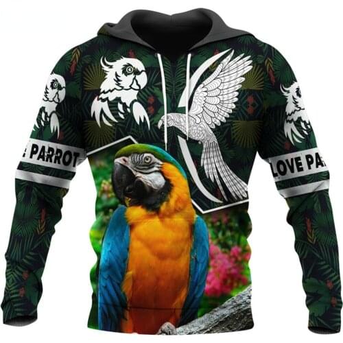 CLOOCL Men Hoodie Animal Macaw 3D Printed Love Parrot Hoodies Autumn Hooded Sweatshirt Unisex Casual Streetwear Pullovers
