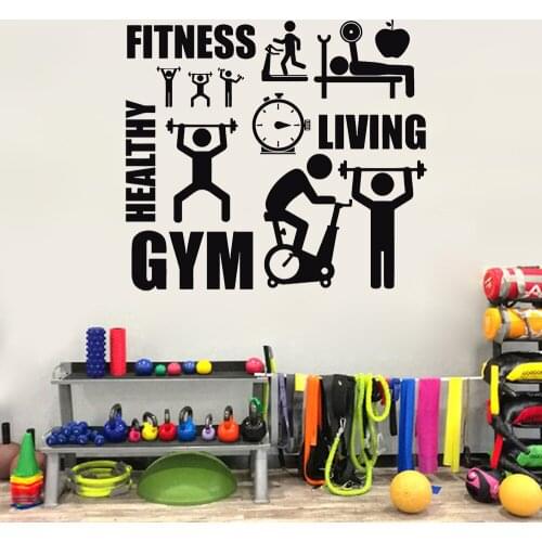 Fitness Gym Wall Decal Vinyl Healthy Lifestyle Sport Motivation Living Room Wall Stickers Removable Room Decoration poster Z173
