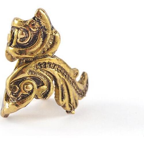 Goldfish Flower Vintage Golden Silver Plated Clip Earrings Retro Ear Cuff for Women