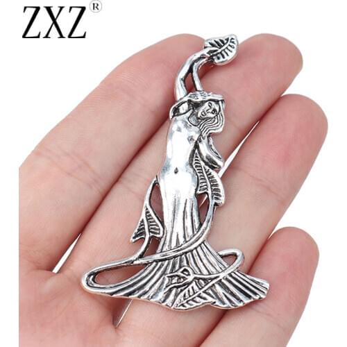 ZXZ 5pcs Tibetan Silver Large Goddess Venus Charms Pendants for Jewelry Making Findings 68x42mm