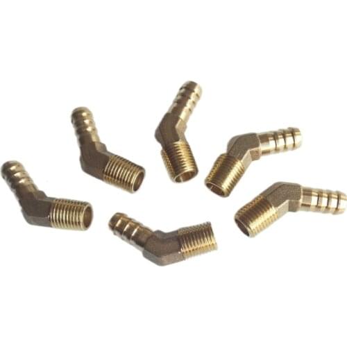 1 pcs Brass Hose Male thread Barb Fitting Elbow 45 Degree PT 1/4" 1/8'' Male 8/10mm ID Hose