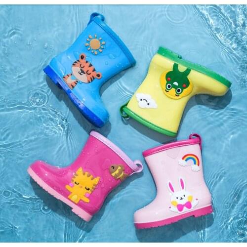 2021 New Fashion Children Rainboots PVC Rubber Kids Water Shoes Waterproof Rain Boots Non-slip SYD001