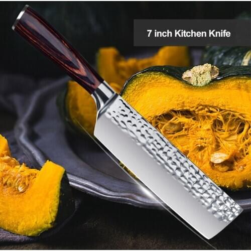 7 inch Chopping Knife 7CR17 Stainless Steel Kitchen Knife Color Wood Handle High Quality Cleaver Knife Cooking Tools Accessories