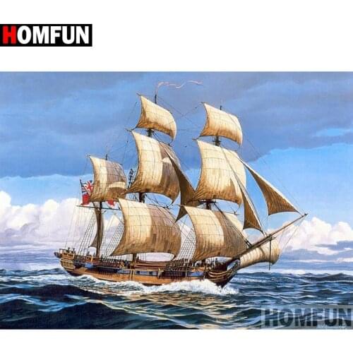 HOMFUN Full Square/Round Drill 5D DIY Diamond Painting "Ship sailing" Embroidery Cross Stitch 5D Home Decor Gift A14066