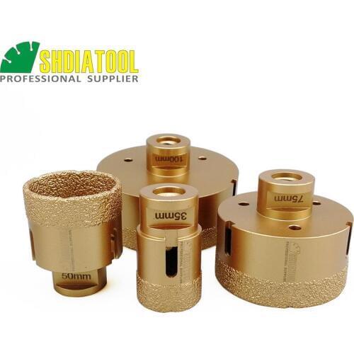 SHDIATOOL 4pcs 35/50/75/100mm Vacuum brazed diamond drilling core bits granite marble M14 Hole Saw porcelain tile drill bits
