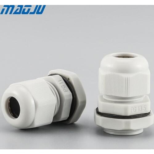 Free Shipping Waterproof Cable Gland 10pcs Cable entry Strain Relief Cord Grip IP68 PG9 PG13.5 M12 M20 White Black Nylon