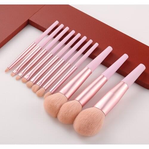 BIIIYI11 PCS natural hair color makeup brush professional powder brush blush eye shadow eyebrow lip blending brush set