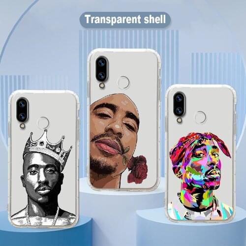 Rapper 2pac singer Phone Case Transparent For Huawei Honor 6 7 8 9 10 10i 20 A C X Lite Pro Play transparent trend waterproof