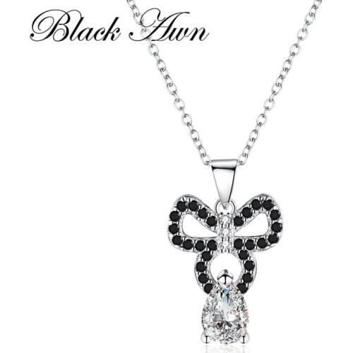 Black Awn 2021 New High Quality 925 Sterling Silver Fine Jewelry Trendy Engagement Necklaces for Women Wedding Pendants P103