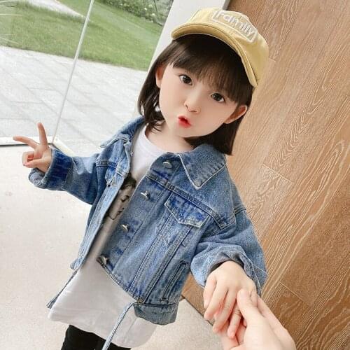 Girls Babys Kids Coat Jacket Jean Outwear 2021 Letters Spring Autumn Overcoat Plus Size Top Cardigan Toddler Childrens Clothin