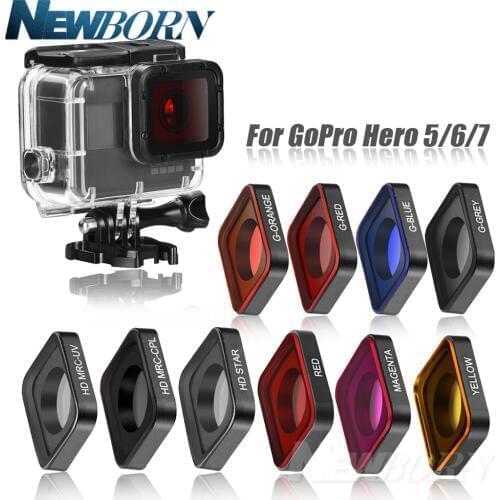 CNC Aluminum HD-MRC UV CPL Star Red Magenta Gradient red orange grey blue Color Lens Filter Kits For GoPro Hero 5 6 7 camera