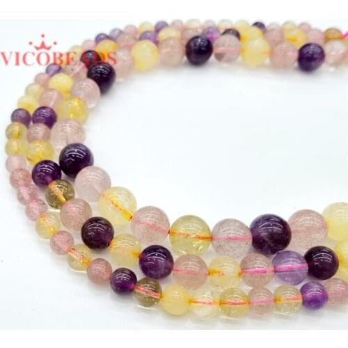 Natural Super Seven Crystal Topazs Round Stone Beads 6 8 10mm For Jewelry Making Diy Bracelet Necklace