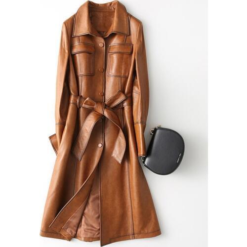 Genuine Leather Jacket Spring Autumn Jacket Women Real Sheepskin Coat Female Korean Vintage Trench Coats KQN28214 MY2035