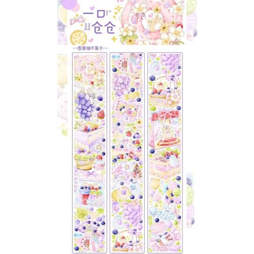 1 Loop 100cm Cute Bear and Grapes Masking Tape Magic Journal Planner