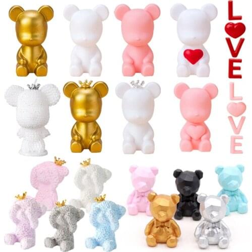 Cute Crown Bear Cake Topper Ornaments Masked Thousand Faced Bear Birthday Baby Showers Wedding Party Baking Supplies Home Decor