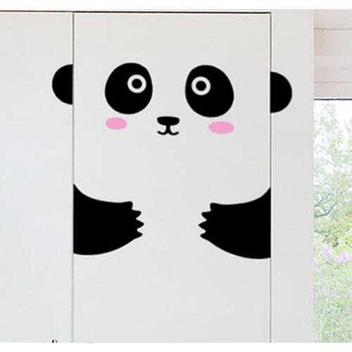 Cute animals Panda Kitten Door Sticker Living room bedroom door Art Home Decor Mural Vinyl Wallpaper decorations wall stickers