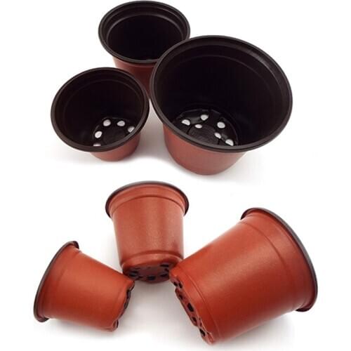 Mini Plastic Round Flower Pot Holder Nursery Planter Grow Box Fall Resistant Tray for Home Garden Home Decor