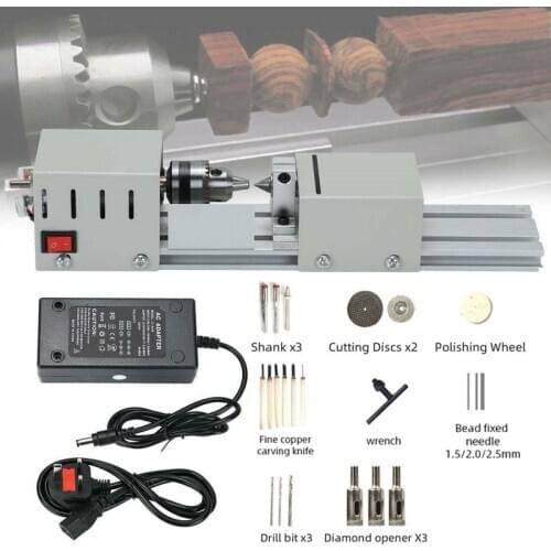 12-24V Mini Lathe Machine Tools DIY Woodworking Miniature Buddha Pearl Grinding Polishing Beads Wood Drill Milling Machine