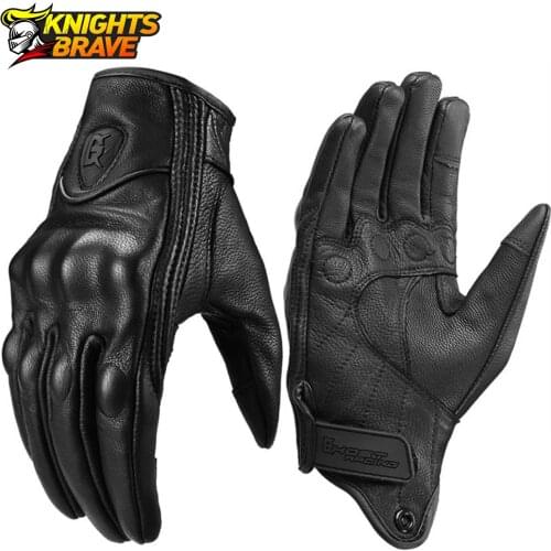 Real Leather Motorcycle Gloves Moto Waterproof Gloves Protective Gears Touch Function Motocross Gloves Gants De Moto Black