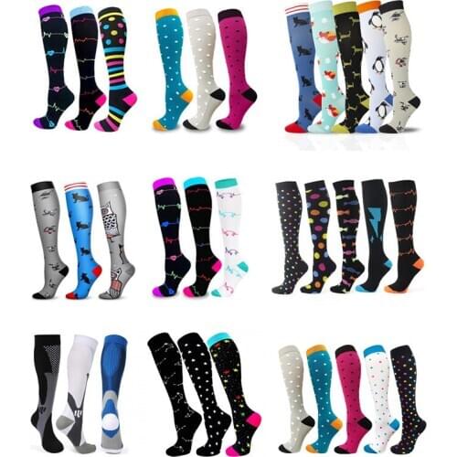 Unisex Compression Socks(1/2/3/6/7/8 Pairs) Heart Shaped Socks Men Women Fit Edema Diabetes Varicose Veins Outdoor Running Socks