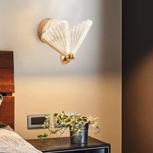 2021 New Butterfly Wall lamp Nordic Modern Minimalist luxury Staircase Bedside Bedroom Background Aisle Lighting Decoration
