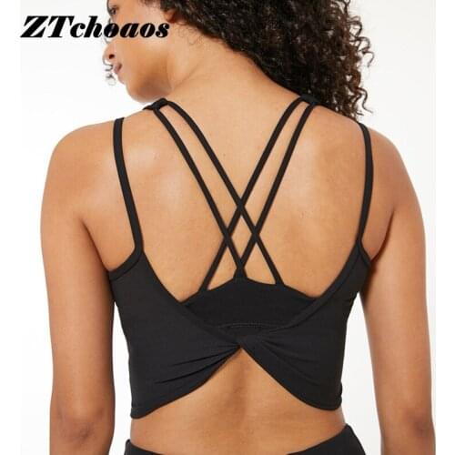 Zthcoaos 2021 New Sports Underwear Womens Back YogaWear Backless Fitness Sling Little Vest Yoga Vest Black Sport Bra Women
