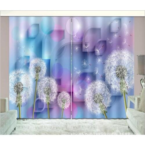 Dandelion Digital 3D Window Curtains Blackout Living Room office Bedroom Cortinas Drapes Rideaux Customized size pillowcase