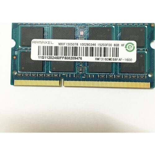 RAMAXEL original DDR3 RAMS 8GB 2RX8 PC3L-12800S-11 DDR3 1600MHZ RMT3160ME68FAF-1600 Laptop memory 8GB