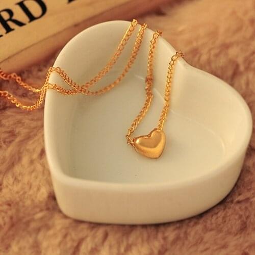 New Simple Elegant Beautiful Gold Color Heart WomenS Jewelry Pendant Necklace