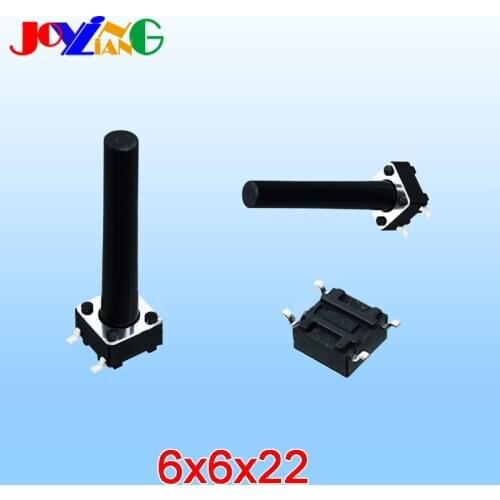 6x6x22MM Flat Pins Copper Switches Micro-move 22mm Height Button 12V 500mA Switch 10PCS/Lot