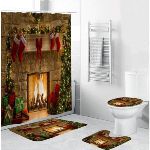 Christmas Bathroom Supplies Mat Toilet Seat Ornaments Merry Christmas Decorations for Home 2021 Xmas Gifts New Year 2021