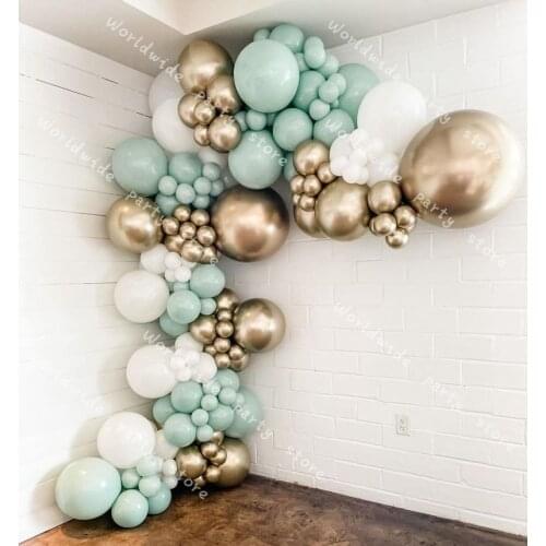 DIY Macaron Green Metallic Gold Balloon Garland Arch Kit Wedding Baby Shower Birthyday Party Background Decorations Globos