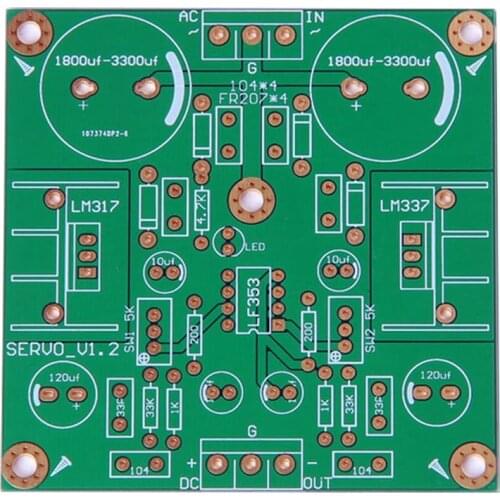 LM317 LM337 LF353 Servo Rectifier Filter Power Supply Bare PCB Board Positive Negative Dual Voltage