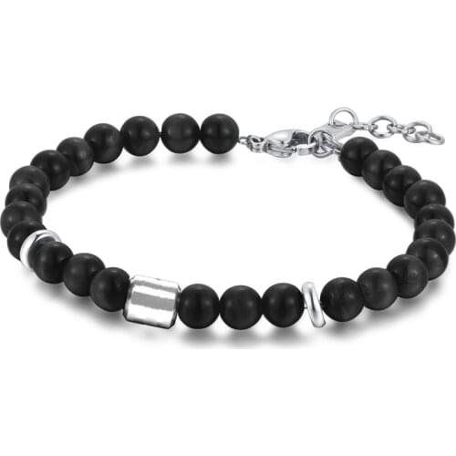 Runda 2021 Charms Stainless Steel accessories Matte Beads Stone Bracelet Men Women Jewelry