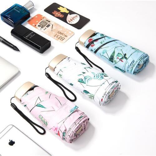 Ultra light pocket mini flat Five-folding Umbrella sunshade UV umbrella folding umbrella four-color flower umbrella S509