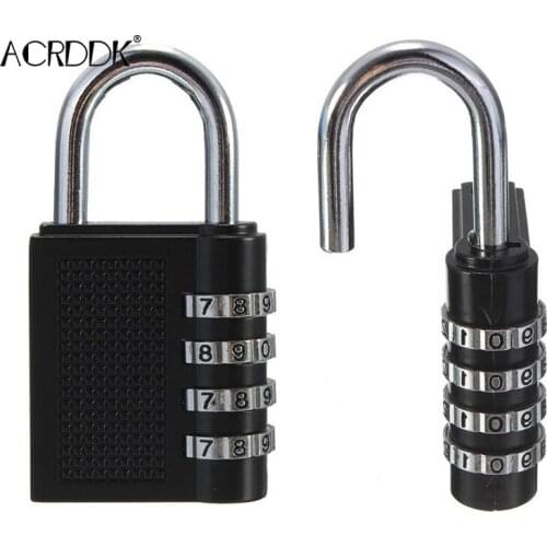 Heavy Duty 4 Dial Digit Combination Lock Weatherproof Protection Security Padlock Outdoor Safety Code Lock Black Home Security