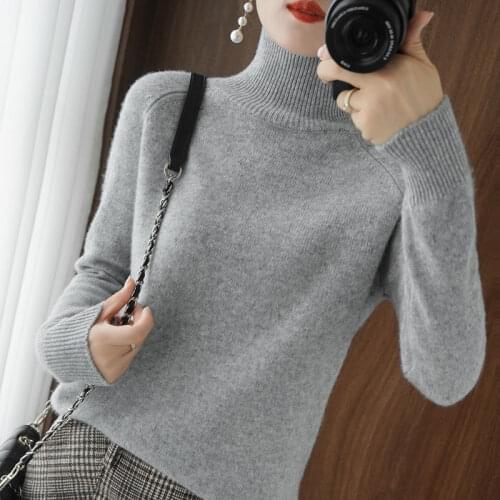 Turtleneck Sweaters Women Solid Cashmere Long Sleeve Pullover Sweaters Casual Knitted Jumper Female 2021 Autumn Winter Knitwear