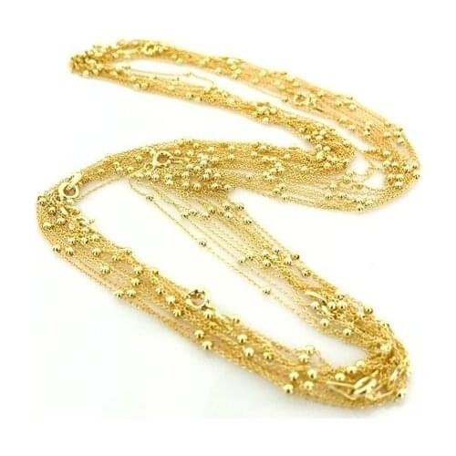 Trend Gold Plated Ball Ball 60 cm Silver Chain Necklace